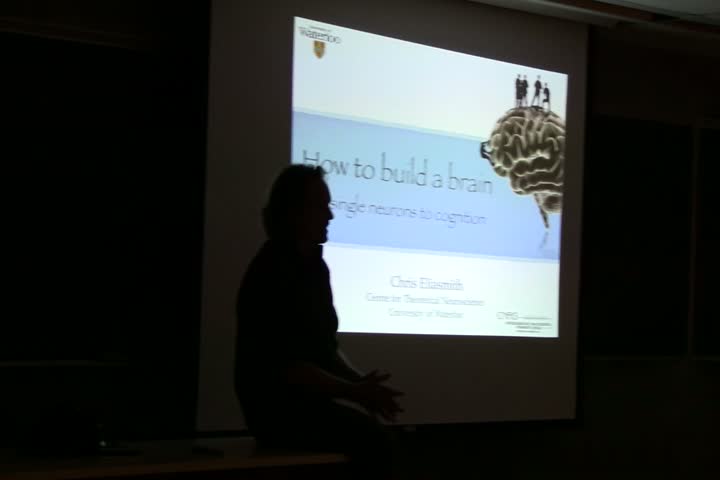 Thumbnail of tech talk by Dr. Chris Eliasmith: How to build a brain: From single neurons to cognition